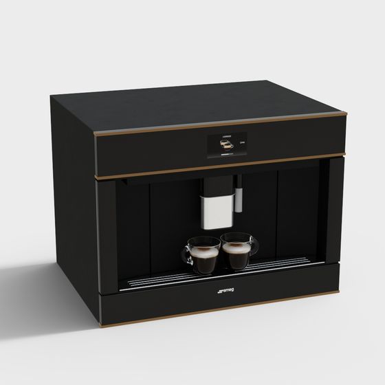 Stylish Black and Gold Coffee Machine 3D model