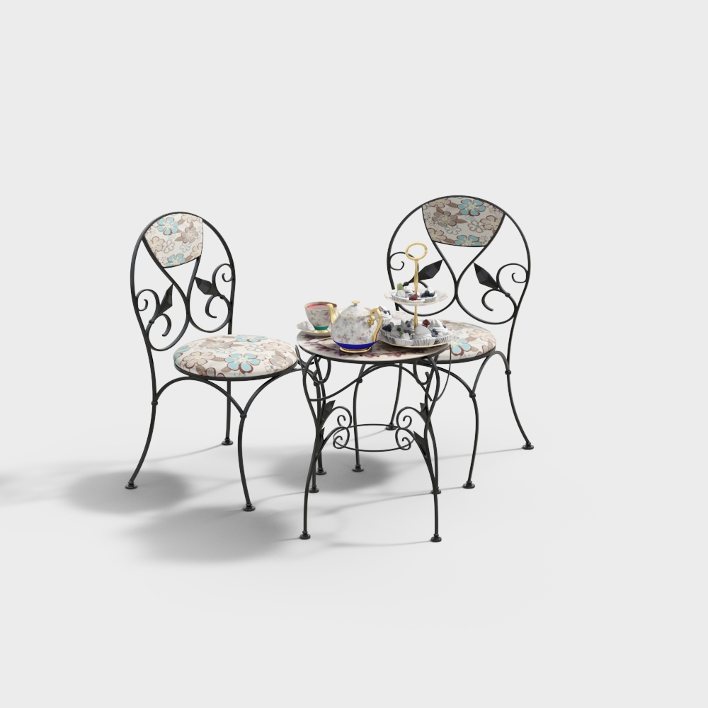 Garden leisure iron frame table and chair