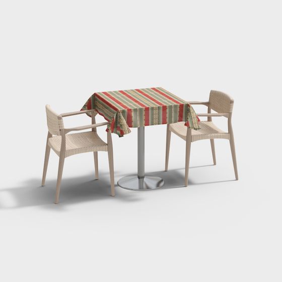 Elegant Outdoor Dining Table and Chairs 3D model