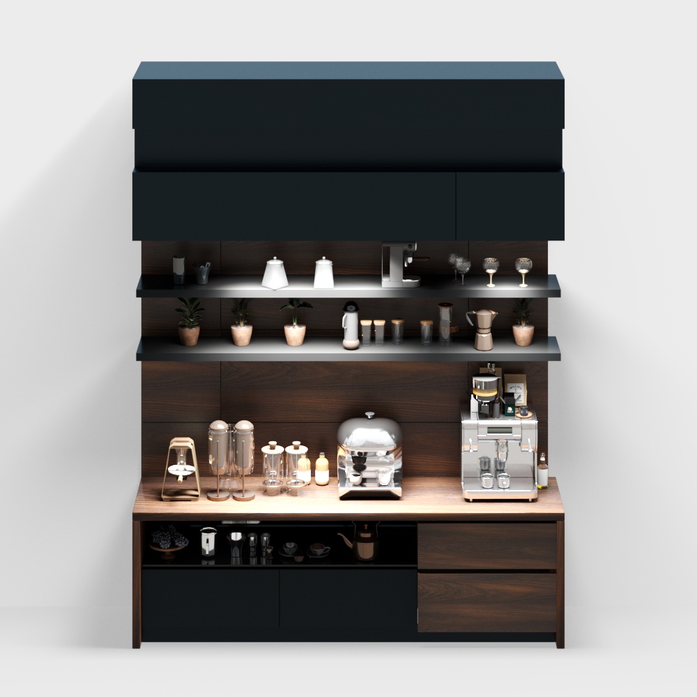 Brown solid wood coffee counter