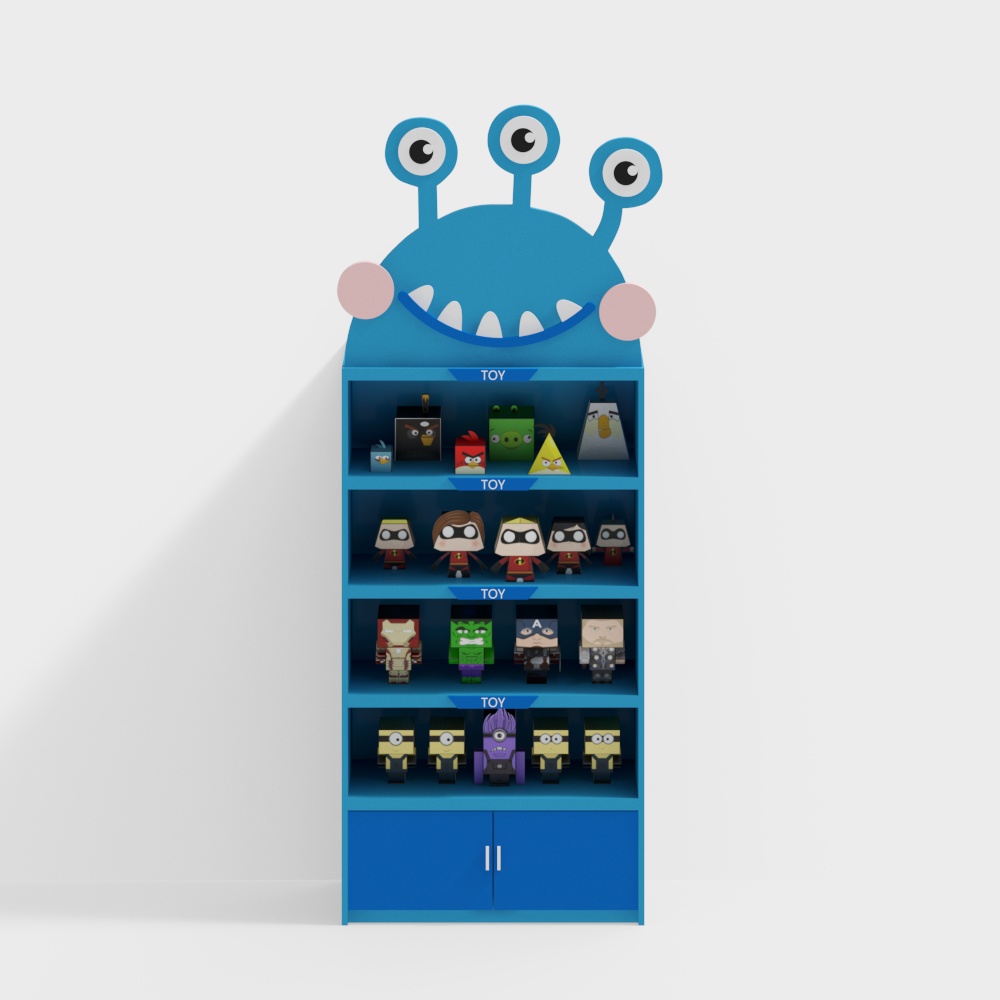 Taquilla de monstruos azules pequeños para niños