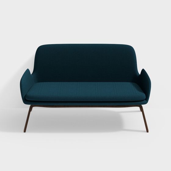 Stylish Peacock Blue Low-Polygon Sofa 3D model