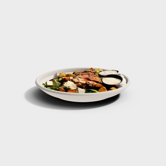 Delicious Roasted Chicken Salad Plate 3D model