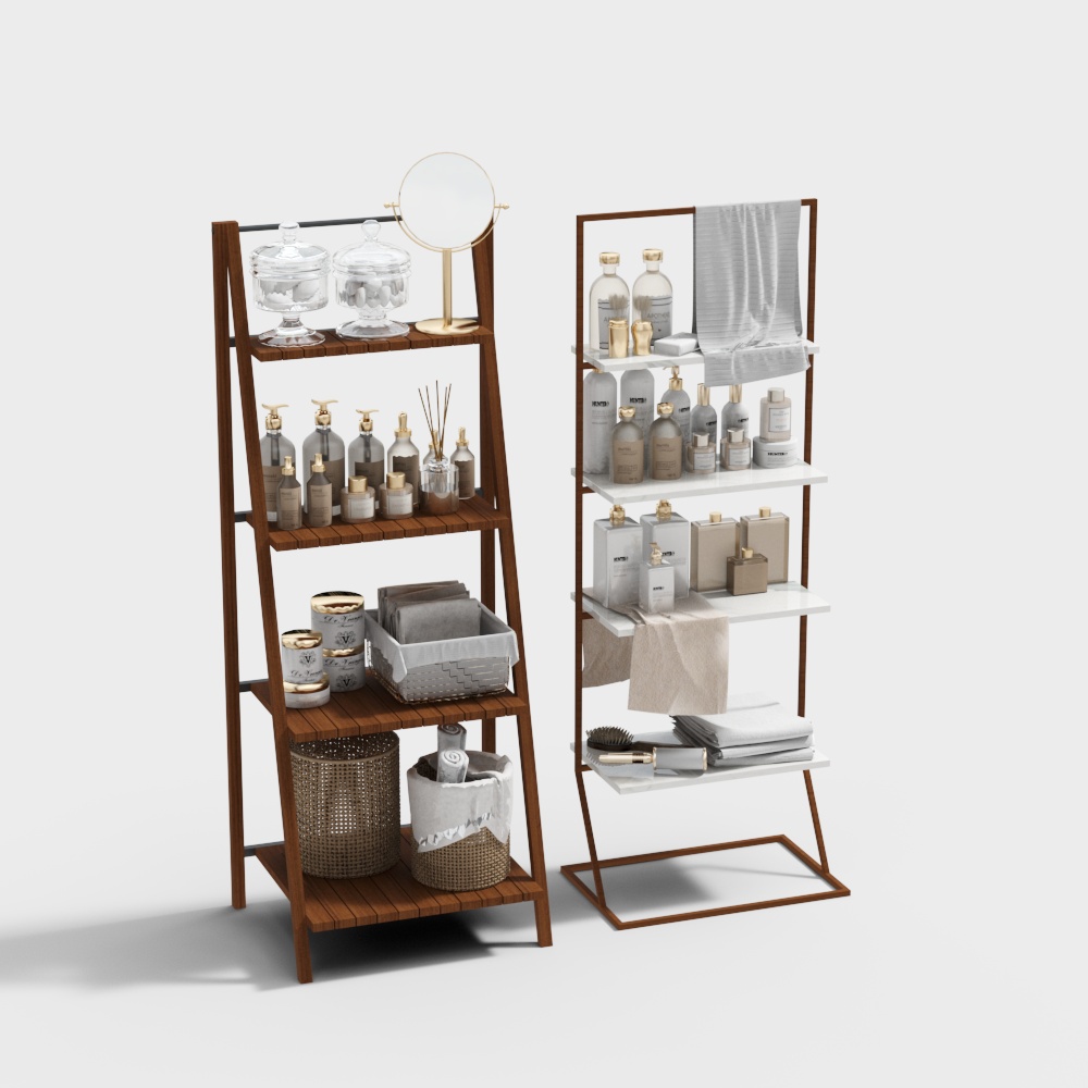 Simple solid wood bathroom storage shelf