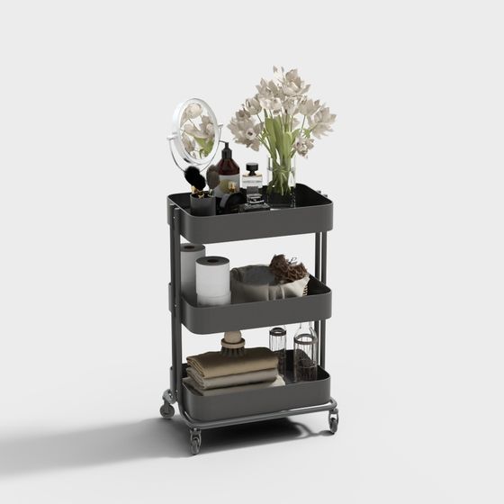 Stylish Low-Poly Bathroom Trolley 3D model