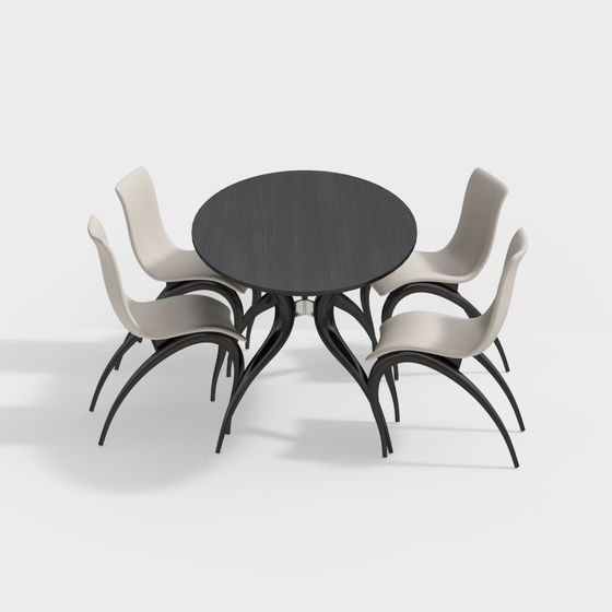 Sleek Round Table and Chair Set 3D model for Modern Interiors