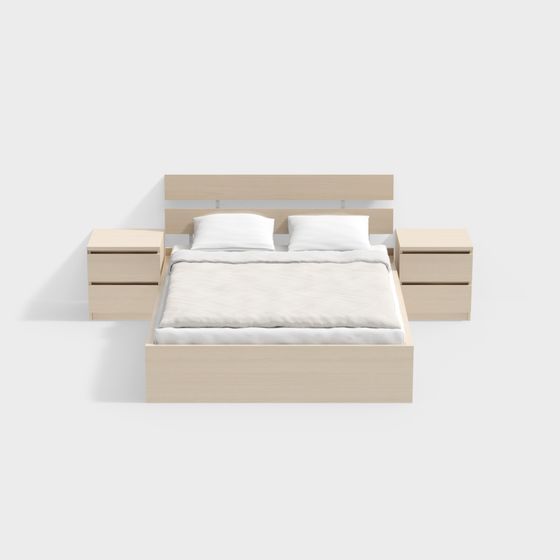 Elegant Modern Minimalist Bed 3D model