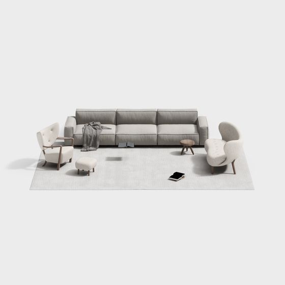 Gray Modern Sofa Group 3D Model