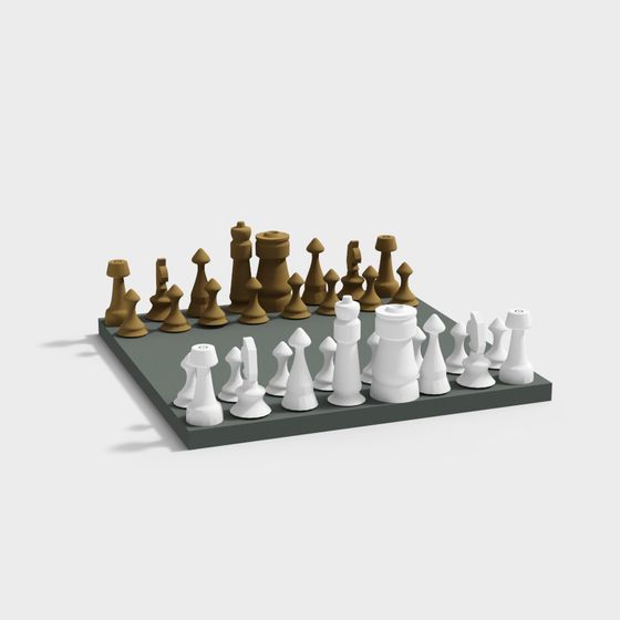 Stylish Low-Poly Chess Set 3D Model