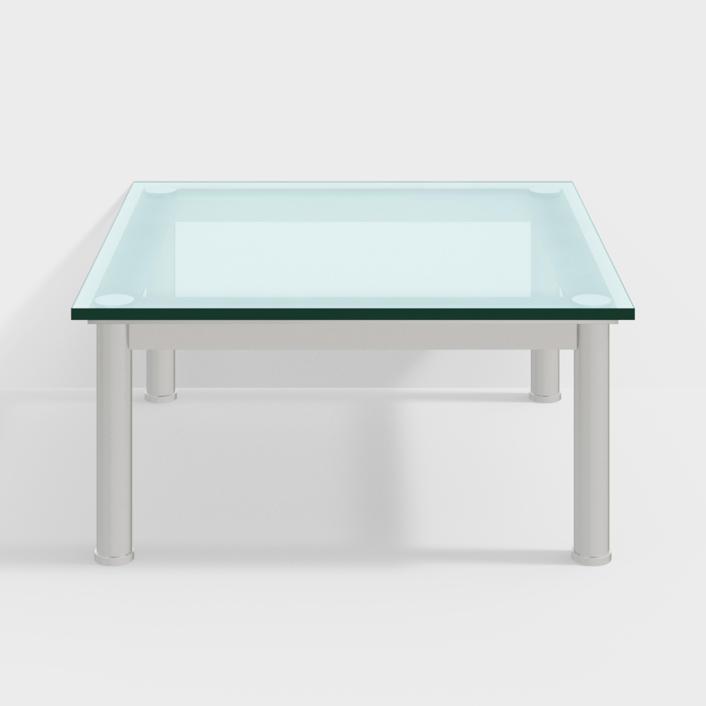 Modern Low-Poly Glass Table 3D Model – Transparent Surface