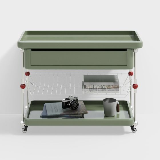 Stylish Mobile Bookshelf Cart 3D Model