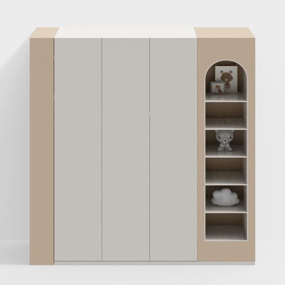 Stylish Low-Polygon Children's Wardrobe 3D model