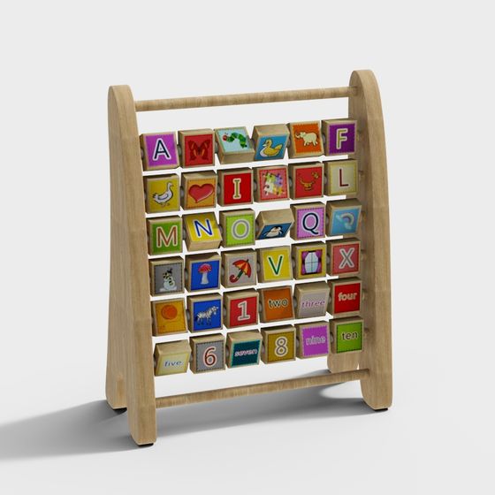 Memphis Educational Toys for Kids 3D Model in Wood Color