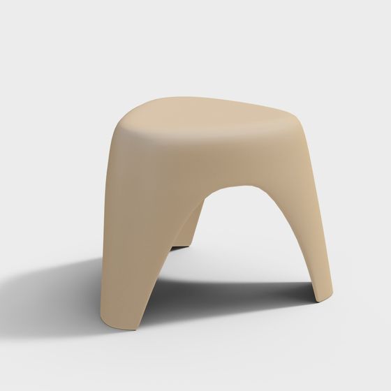 Streamlined Stool 3D model for Modern Spaces