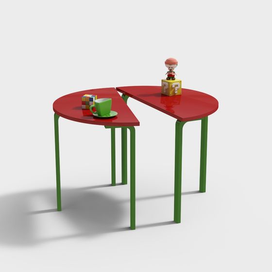 Vibrant Split Round Table 3D model for Kids
