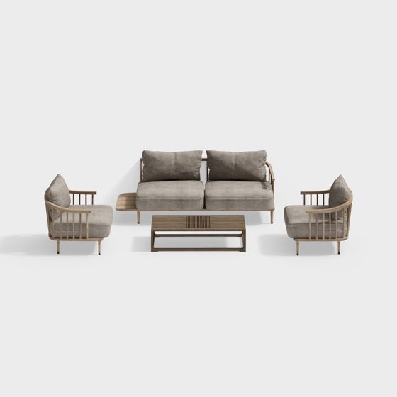 Modern Low-Poly Sofa Set 3D Model