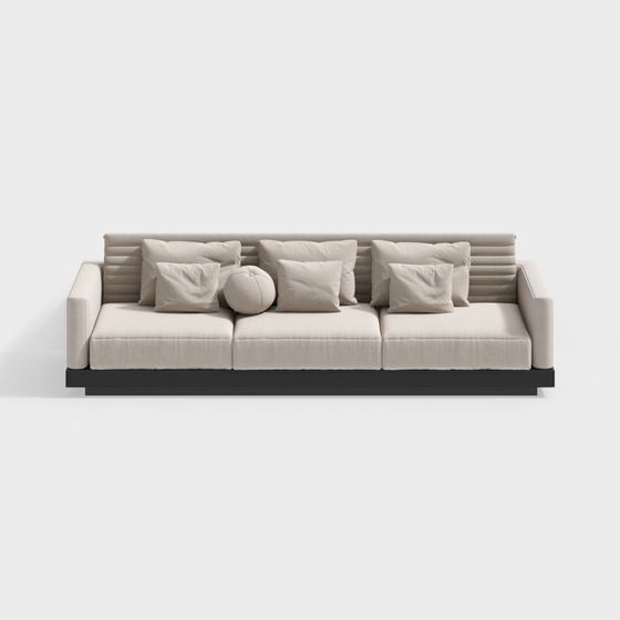 Modern Multi-Person Sofa 3D Model in Beige for Living Rooms