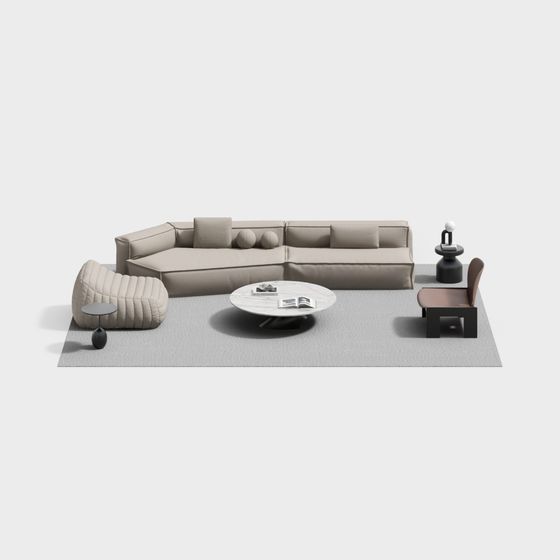 Urban Living Room 3D model for Creative Projects