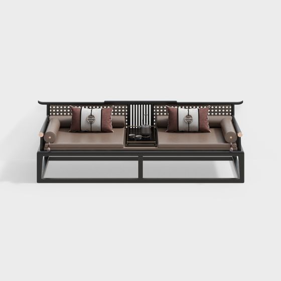 Elegant Asian-Inspired Sofa 3D model