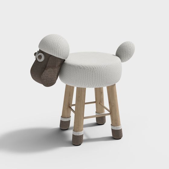 Playful Sheep Stool 3D model for Creative Spaces