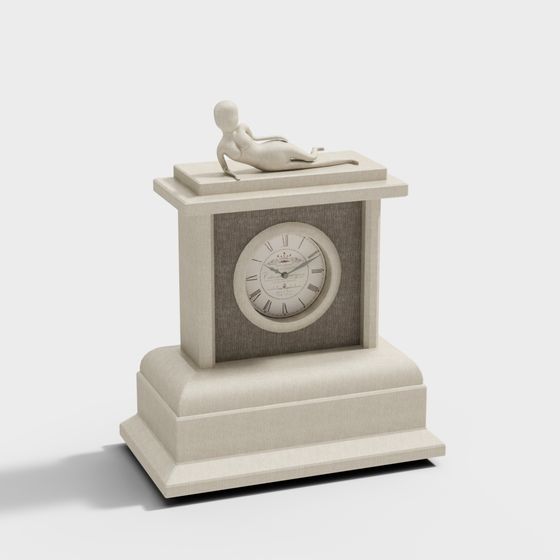 Elegant Low-Poly Clock Sculpture 3D model