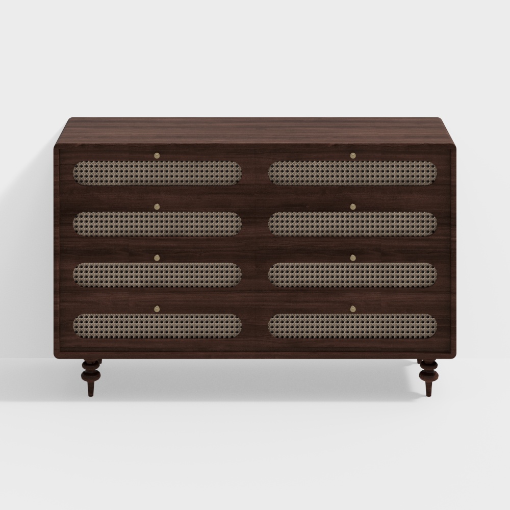 Vintage Storage Cabinet 3D Model – Mid-Century Wood Design