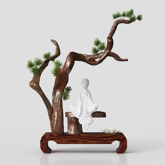 Zen Tree Seat 3D model - Modern Low-Poly Aesthetic