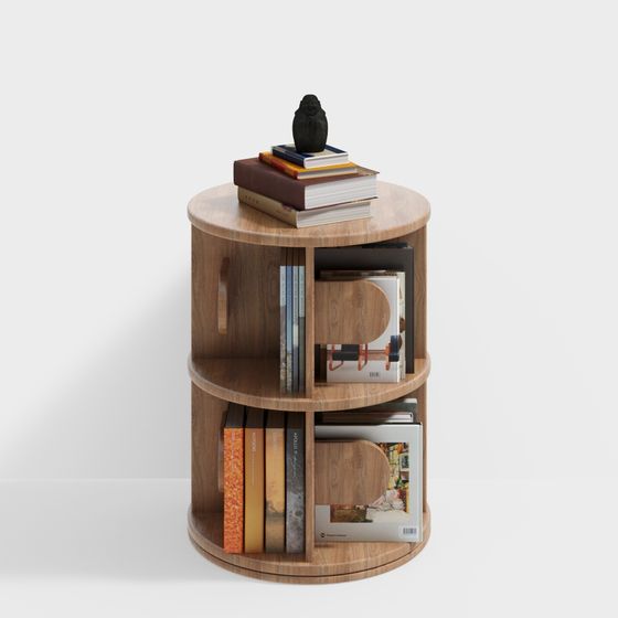 Stylish Rotating Bookshelf 3D model