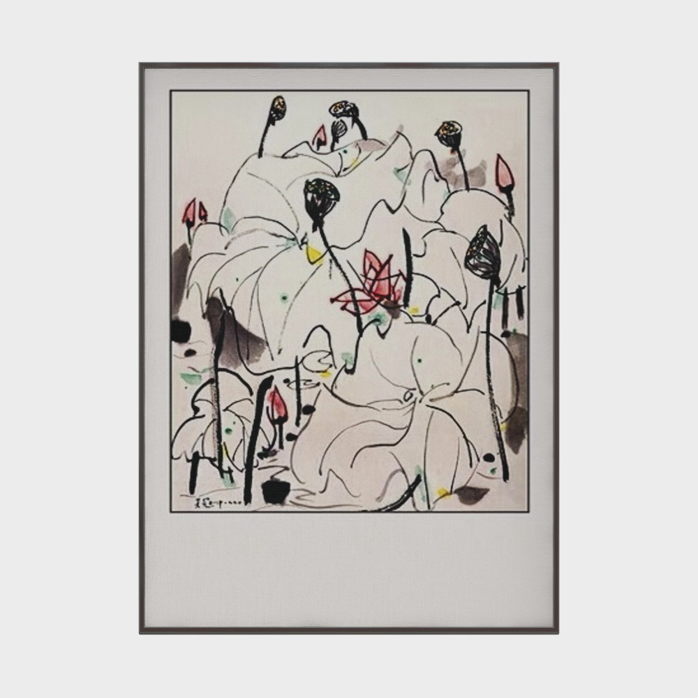 New Chinese ink and lotus painting