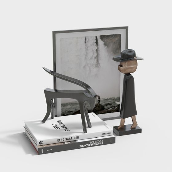 Elegant Low-Polygon Metal Chair 3D model