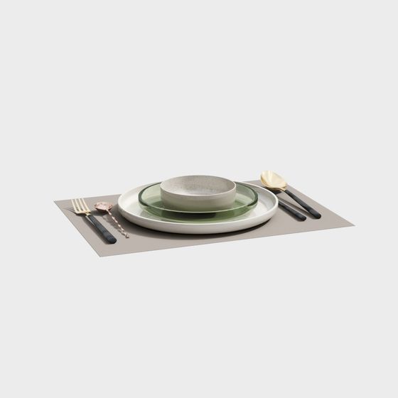 Green Tableware Combination 3D Model