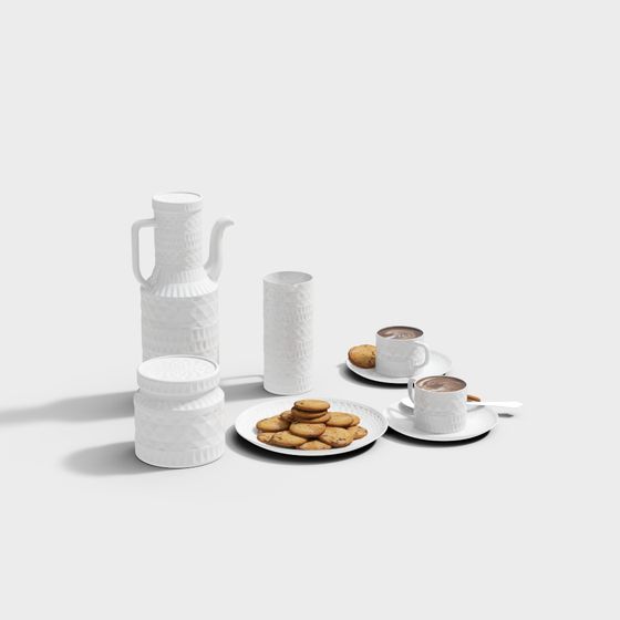 White Cup and Plate Combination 3D Model