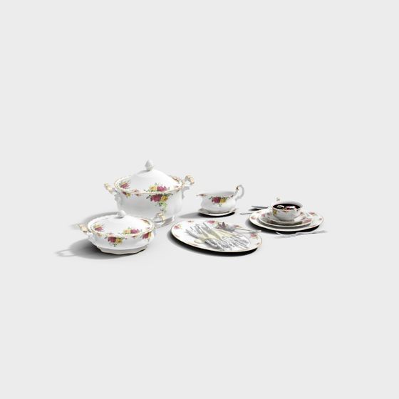 Victorian Tea Set 3D model