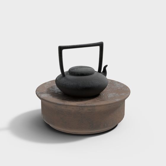 Vintage Cast Iron Teapot 3D model