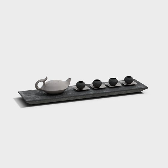 Elegant Minimalist Tea Set 3D model