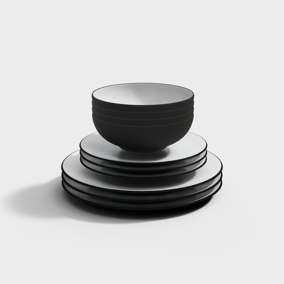 Minimalist Tableware Set 3D model