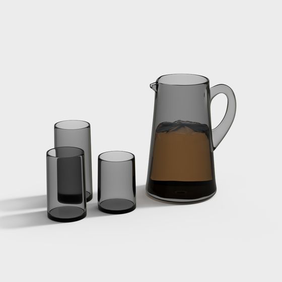 Chic Gray Tea Set 3D Model