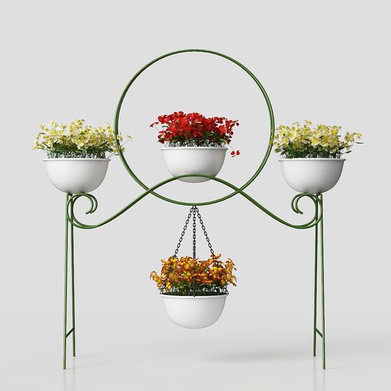 Stylish Hanging Flower Rack 3D Model for Modern Designs