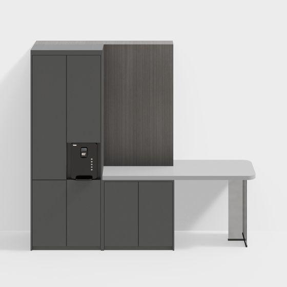 Stylish Urban Office Desk and Cabinet 3D model