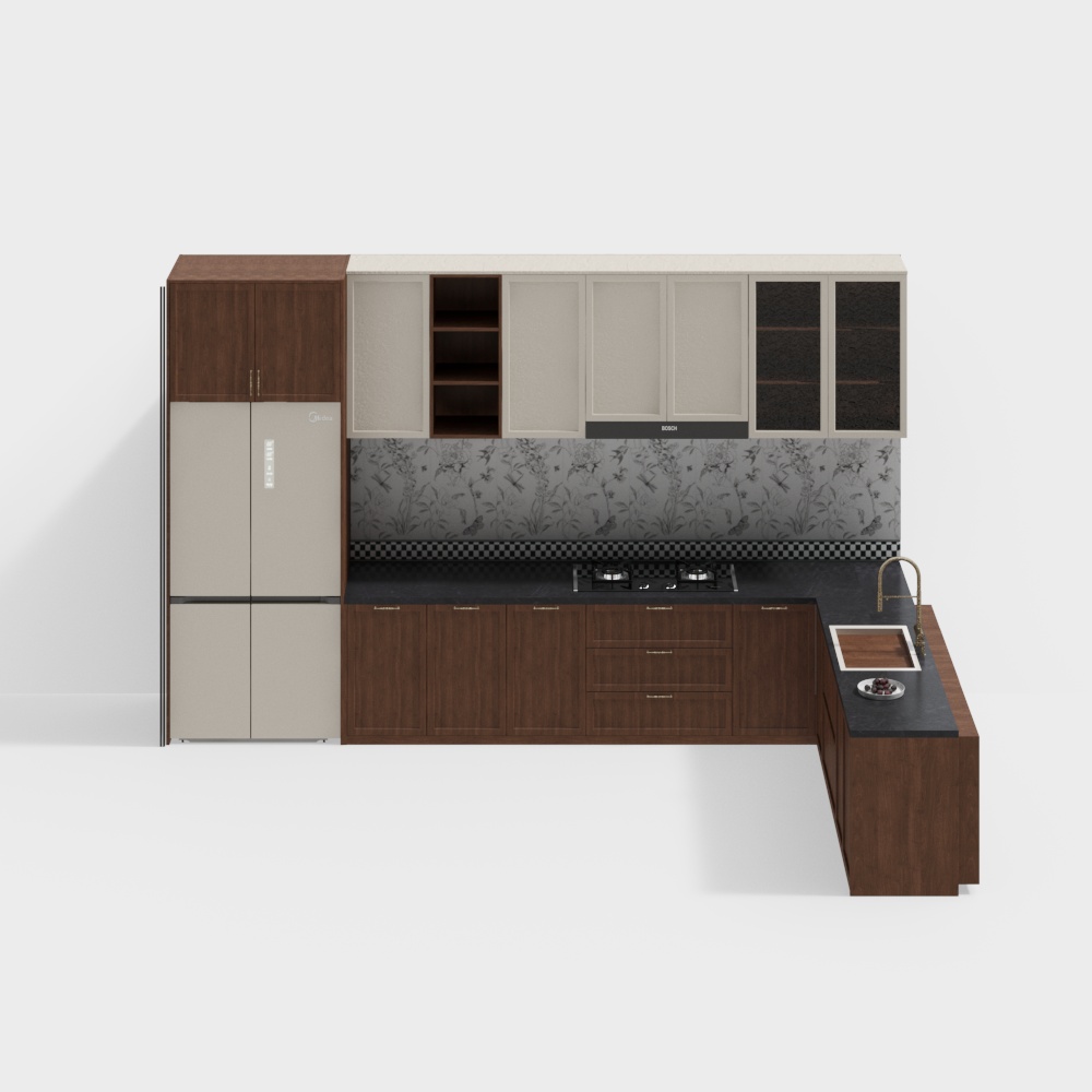Stylish Low-Poly Kitchen Design 3D Model