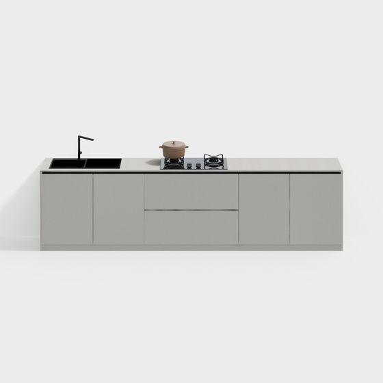 Urban Kitchen Low Poly 3D model