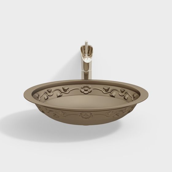 Sleek Low-Polygon 3D Sink Model for Contemporary Spaces