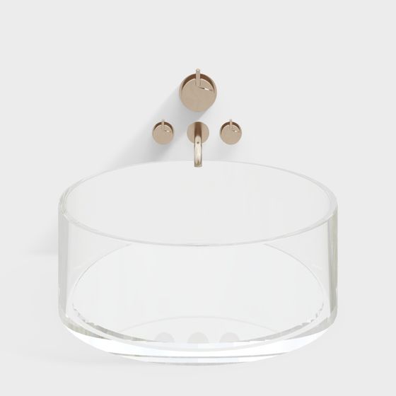 Transparent Glass Sink 3D model for Modern Spaces