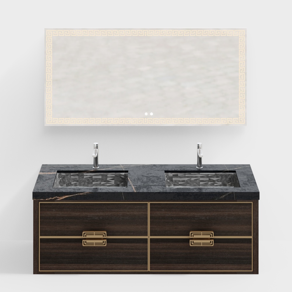 New Chinese double-basin bathroom cabinet