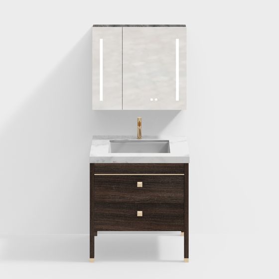 Contemporary Low-Poly Bathroom Cabinet 3D model