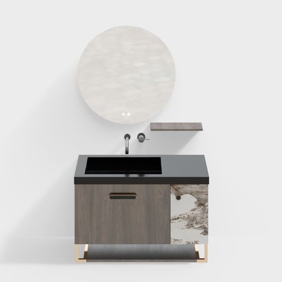 Stylish Low-Poly Bathroom Cabinet 3D model