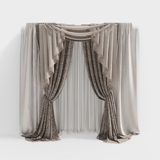 Elegant 3D Curtain Model for Interior Design