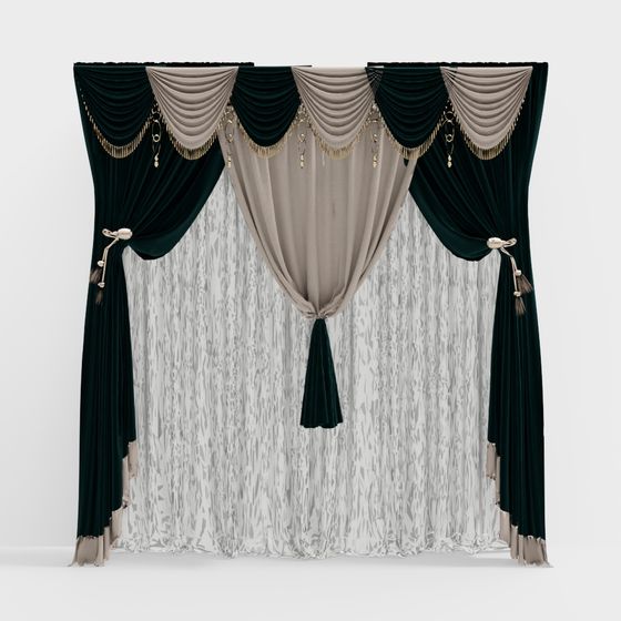 Elegant Low-Poly Curtain 3D Model