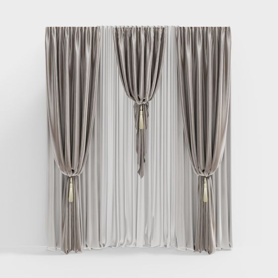 Elegant Low-Poly Curtain 3D model