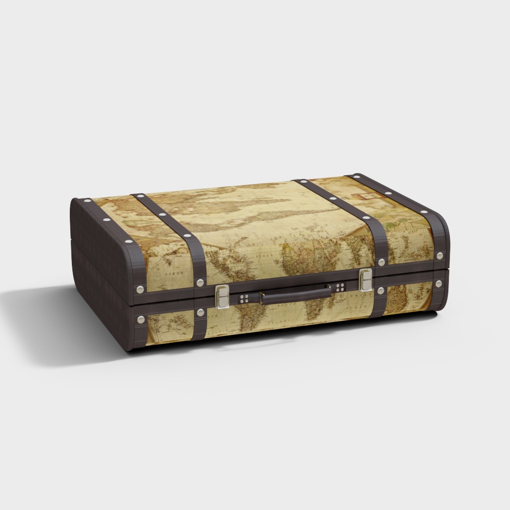 Vintage-Inspired Low-Polygon Suitcase 3D model